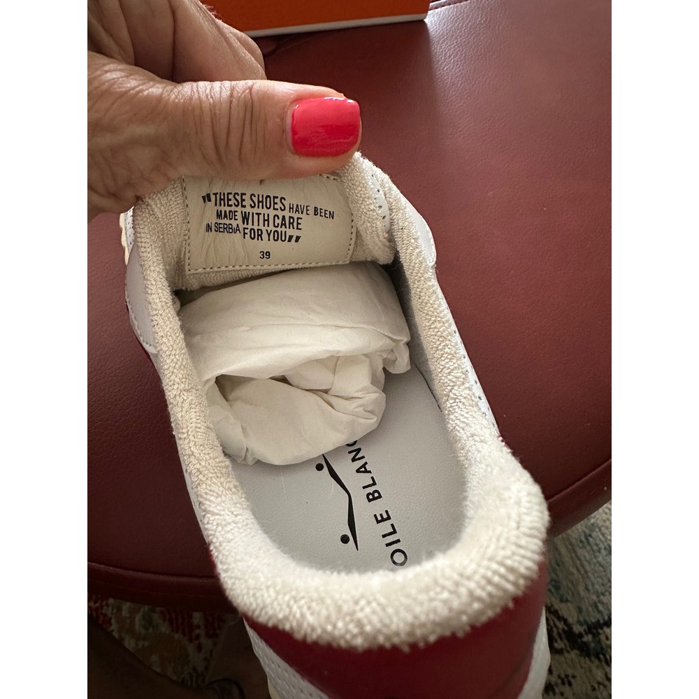 New In Box Voile Blanche Ines Mesh Suede Calf Leather Sneakers White Red Size 39 - Picture 5 of 9